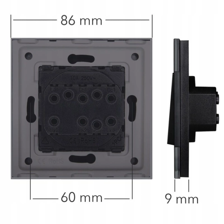 Dubbel Stopcontact Met Aarding Glas Grijs
