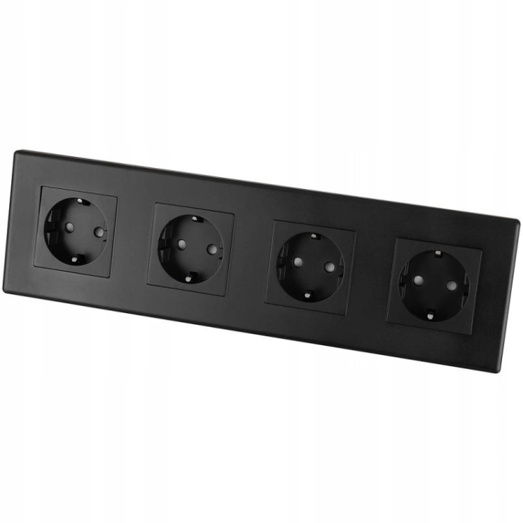 Viervoudig Schuko-Stopcontact Zwart PVC-Afdekraam Viervoudig En 4 X Stopcontact