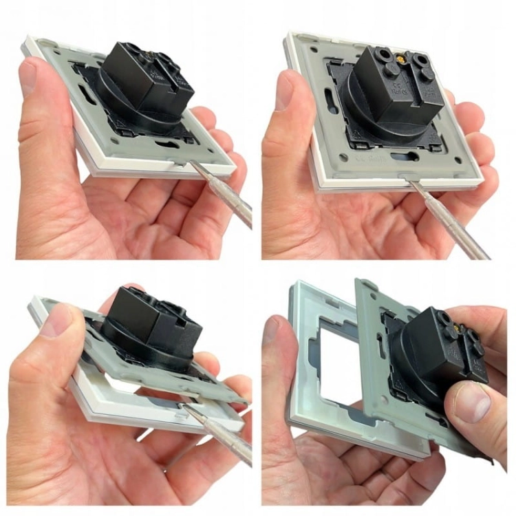 Stopcontact Met Aardpen Badkamer Met Klep Wit Glas MIUUN