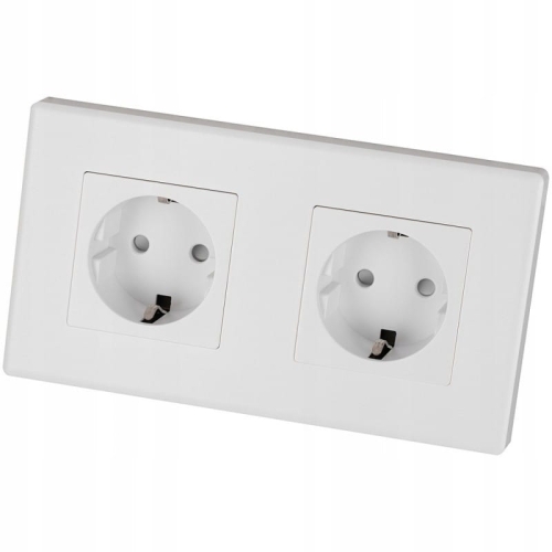Dubbel Schuko-Stopcontact Wit Set PCV Tweevoudig Afdekraam 2 X Stopcontact
