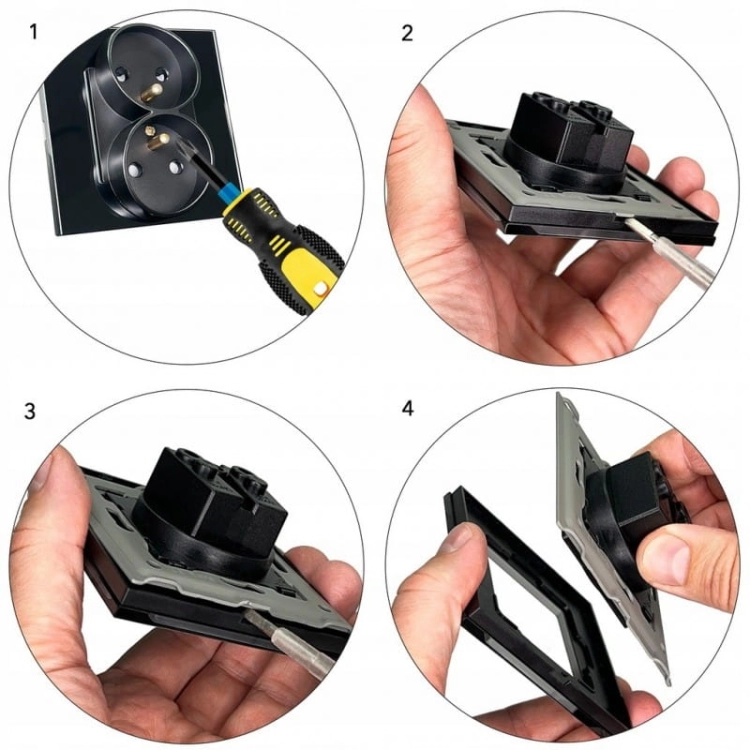 Dubbel Stopcontact Met Aarding Glas Grijs