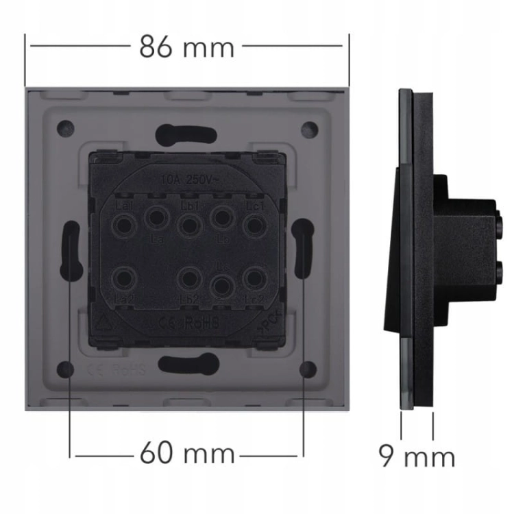 Stopcontact Met Aardpen Zwart + Dubbele USB A+C-Lader 20W Set Met Glazen Afdekraam MIUUN
