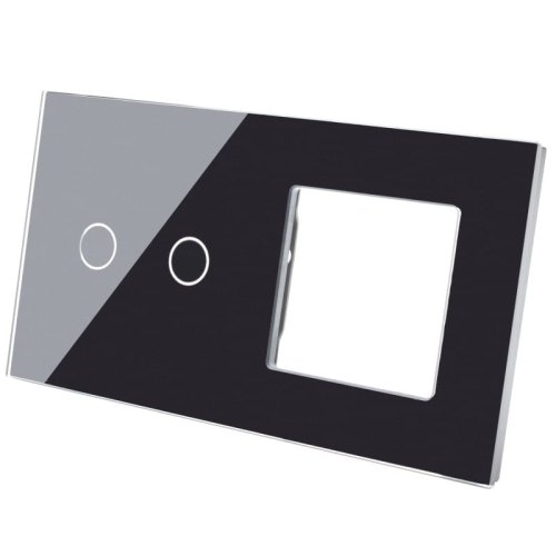Afdekraam Touchpaneel Tweevoudig 2+S Glas Zwart