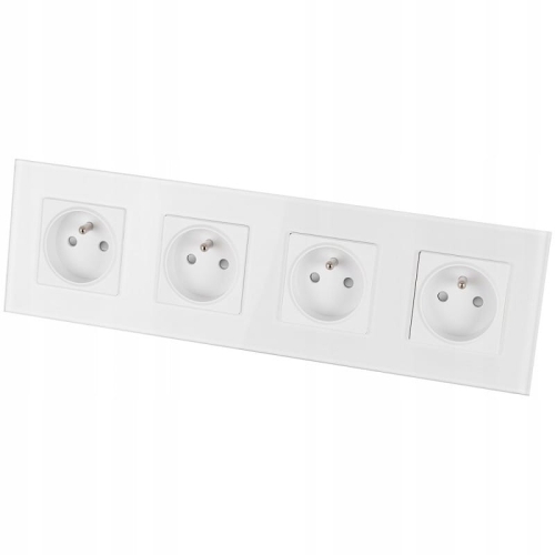 Viervoudig Stopcontact Glas Wit Set Viervoudig Afdekraam 4 X Enkel Stopcontact MIUUN
