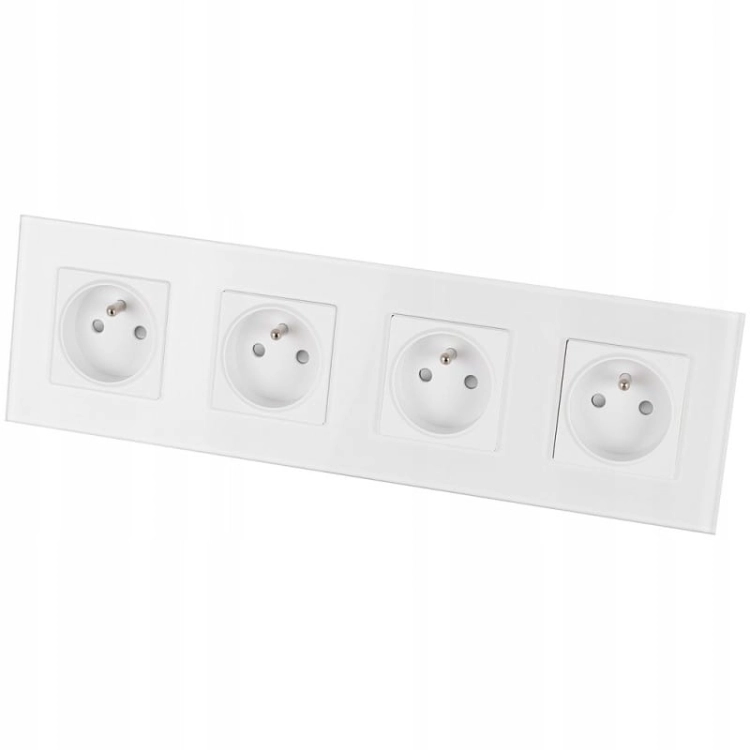 Viervoudig Stopcontact Glas Wit Set Viervoudig Afdekraam 4 X Enkel Stopcontact MIUUN