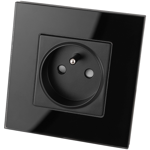 Enkel Stopcontact Met Aardpen Glas Zwart MIUUN