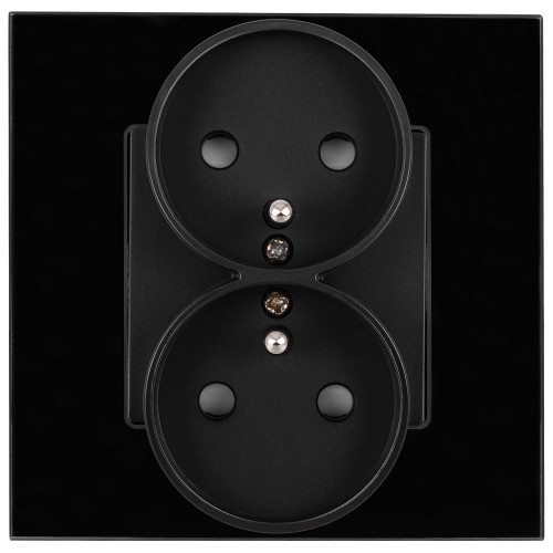 Dubbel Stopcontact Met Aardpen Glas Zwart MIUUN