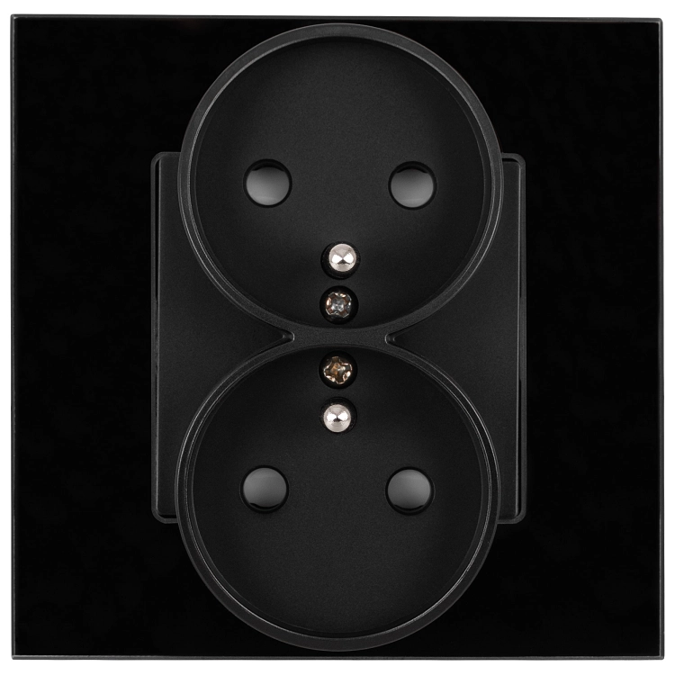 Dubbel Stopcontact Met Aardpen Glas Zwart MIUUN