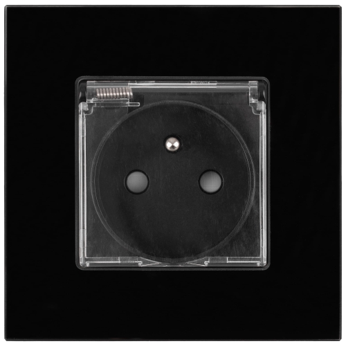 Stopcontact Met Klep Badkamer Glas Zwart MIUUN