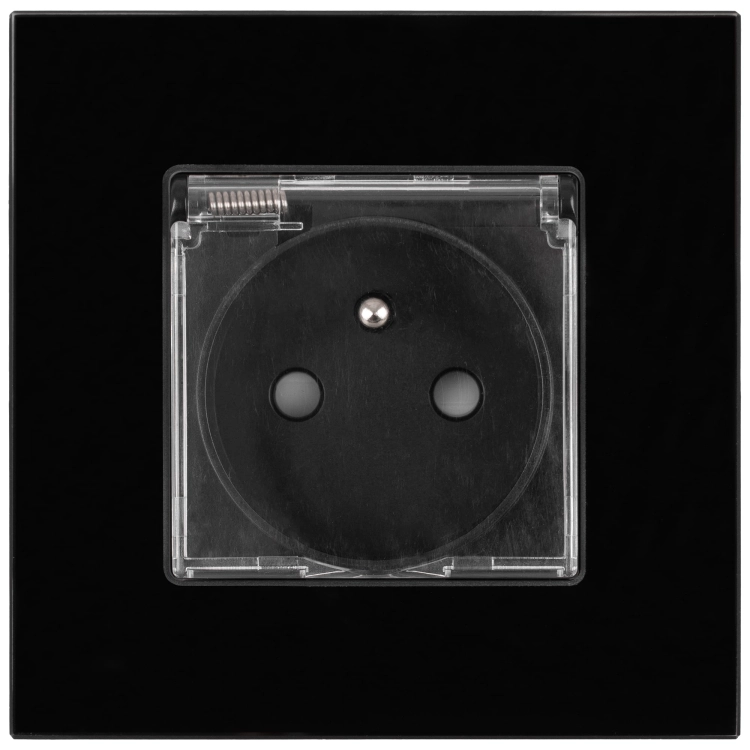 Stopcontact Met Klep Badkamer Glas Zwart MIUUN