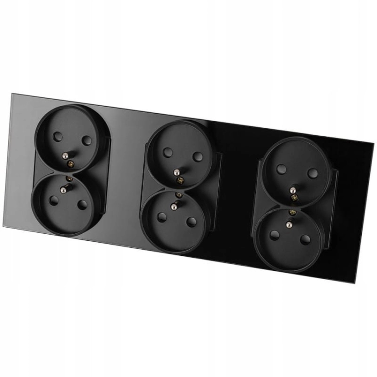 Drievoudig Glazen Stopcontact Zwart Set Drievoudig Afdekraam En 3 X Dubbel Stopcontact MIUUN