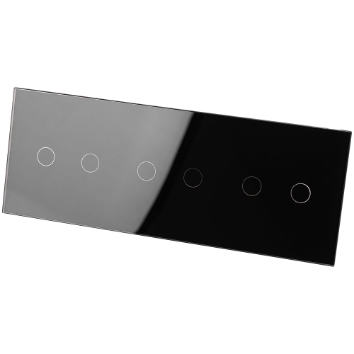 Afdekraam Touchpaneel Drievoudig 2+2+2 Glas Zwart