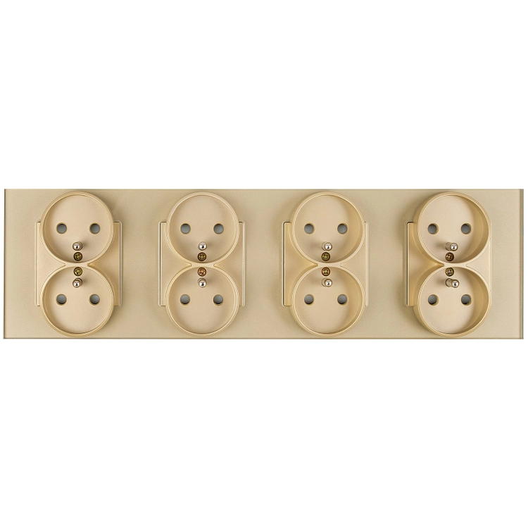 Viervoudig Glazen Stopcontact Goud Set Afdekraam En 4 X Dubbel Stopcontact