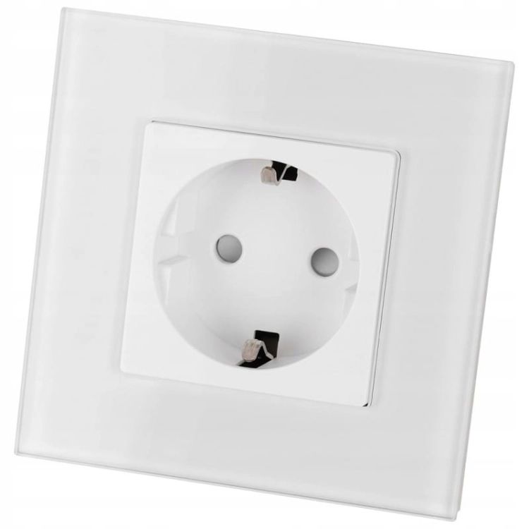 Schuko-Stopcontact Met Randaarde Zonder Aardpen Enkel Glas Wit MIUUN