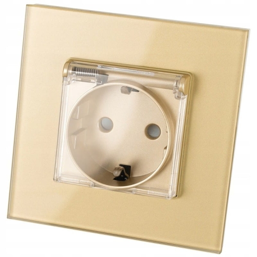 Badkamer Schuko-Stopcontact Met Klep Met Aarding Zonder Aardpen Glazen Goud MIUUN