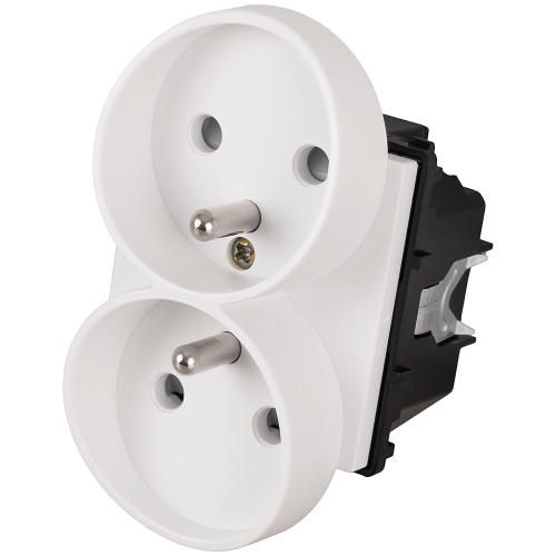 Module Dubbel Stopcontact Met Aardpen Wit Voor Afdekramen MIUUN