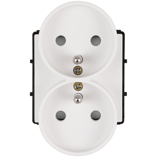 Module Dubbel Stopcontact Met Aardpen Wit Voor Afdekramen MIUUN