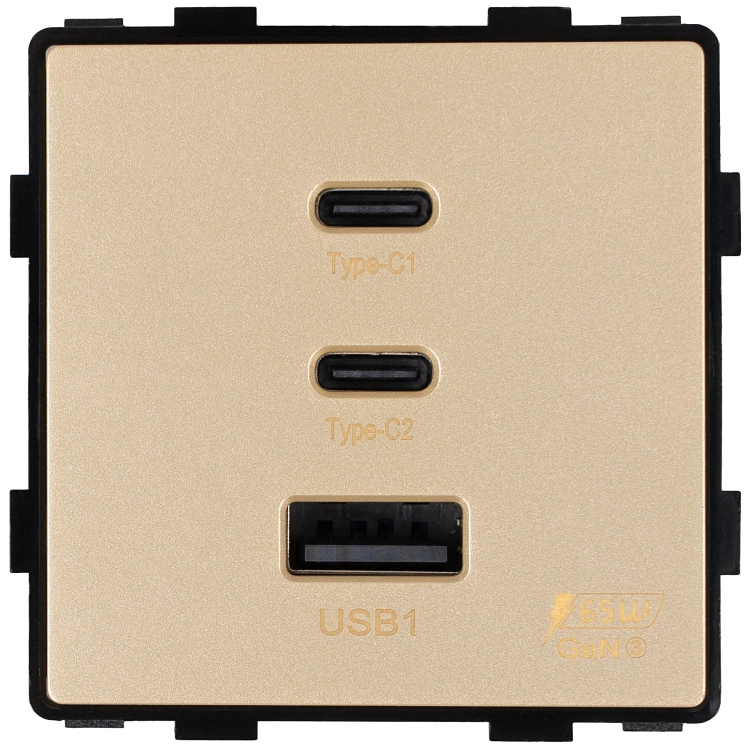 Module Stopcontact Met Drievoudige USB-Lader 65W A+C+C Goud Voor Afdekramen MIUUN