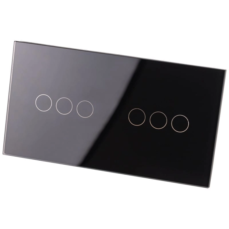 Afdekraam Touchpaneel Tweevoudig 3+3 Glas Zwart