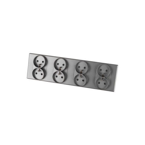 Viervoudig Stopcontact Grijs Met Aardpen Set PVC Viervoudig Afdekraam 4 X Dubbel Stopcontact MIUUN