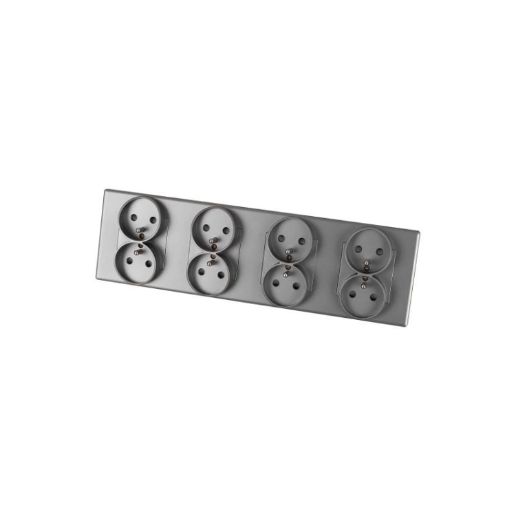 Viervoudig Stopcontact Grijs Met Aardpen Set PVC Viervoudig Afdekraam 4 X Dubbel Stopcontact MIUUN
