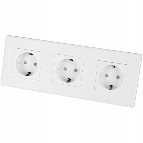 Drievoudig Schuko-Stopcontact Wit PVC-Afdekraam Drievoudig En 3 X Stopcontact