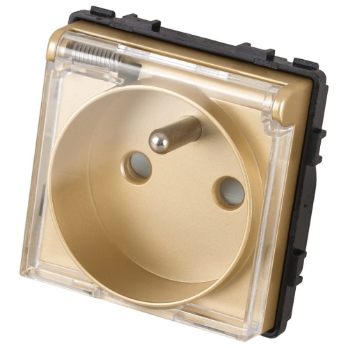 Module Badkamerstopcontact Met Klep En Aardpen Goud Voor Afdekramen MIUUN