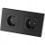 Dubbel Schuko-Stopcontact Zwart Set PCV Tweevoudig Afdekraam 2 X Stopcontact