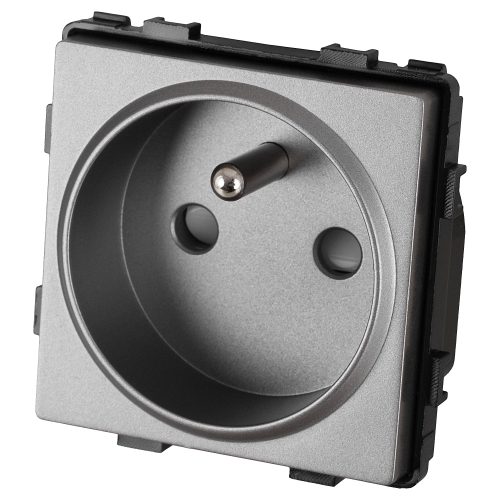 Module Enkel Stopcontact Met Aardpen Grijs Voor Afdekramen MIUUN