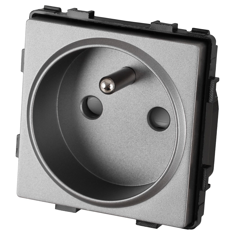 Module Enkel Stopcontact Met Aardpen Grijs Voor Afdekramen MIUUN