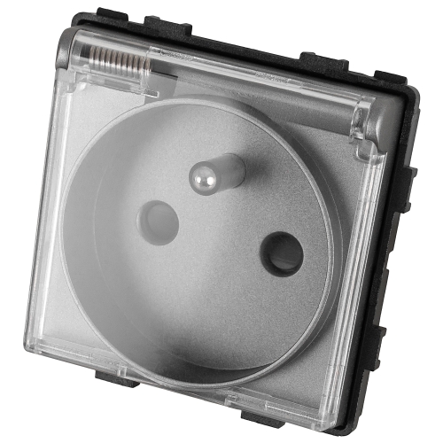 Module Badkamerstopcontact Met Klep Met Aardpen Grijs Voor Afdekramen MIUUN