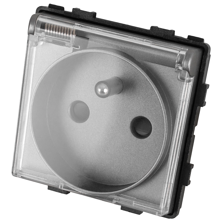 Module Badkamerstopcontact Met Klep Met Aardpen Grijs Voor Afdekramen MIUUN