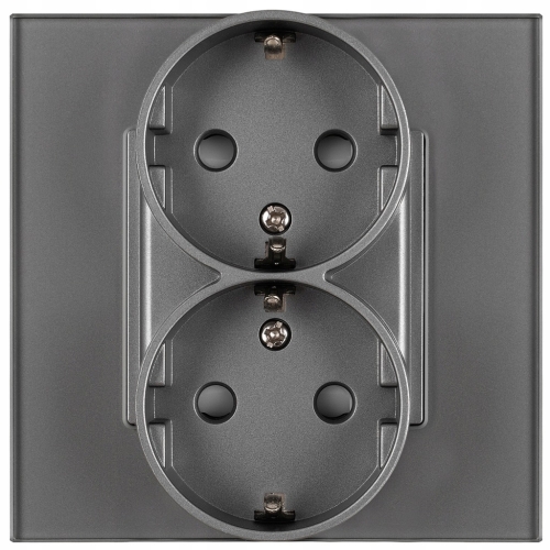 Dubbel Stopcontact Grijs Schuko Set Met Glazen Afdekraam MIUUN