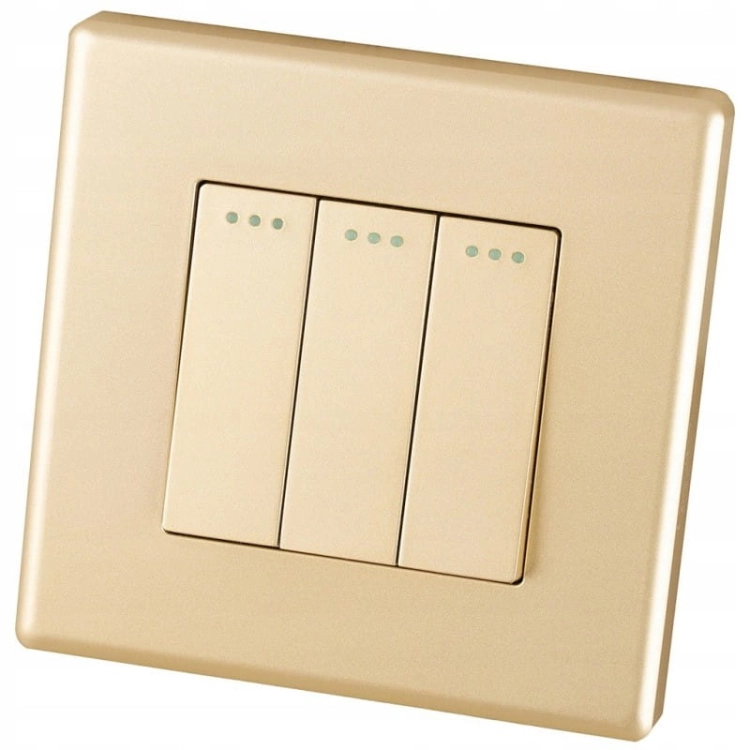 Drievoudige Wisselschakelaar Voor Wand Goud Set Met PVC-Afdekraam MIUUN