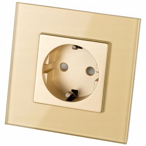 Stopcontact Goud Schuko Met Aarding Set Met Afdekraam MIUUN