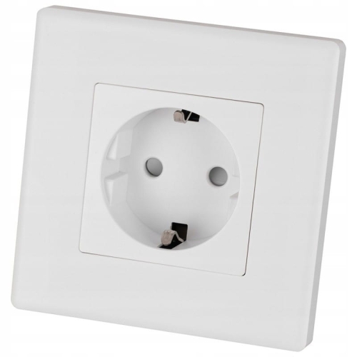 Schuko-Stopcontact Wit Met Randaarde Zonder Aardpen Set Met PVC-Afdekraam MIUUN
