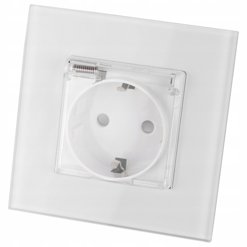 Stopcontact Wit Met Klep Badkamer Schuko Set Met Glazen Afdekraam MIUUN