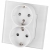 Dubbel Stopcontact Wit Schuko Set Met Glazen Afdekraam MIUUN
