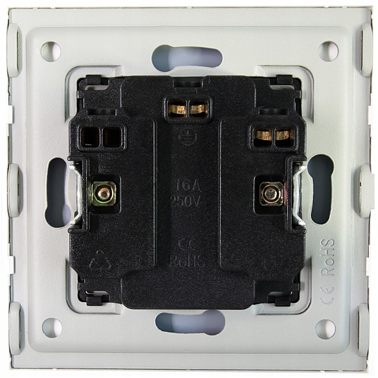 Dubbel Stopcontact Wit Met Aardpen Set Met Glazen Afdekraam MIUUN