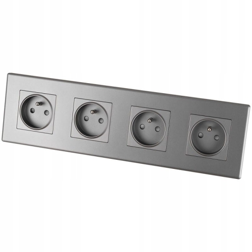 Viervoudig Stopcontact Grijs Met Aardpen Set PVC Viervoudig Afdekraam 4 X Enkel Stopcontact MIUUN