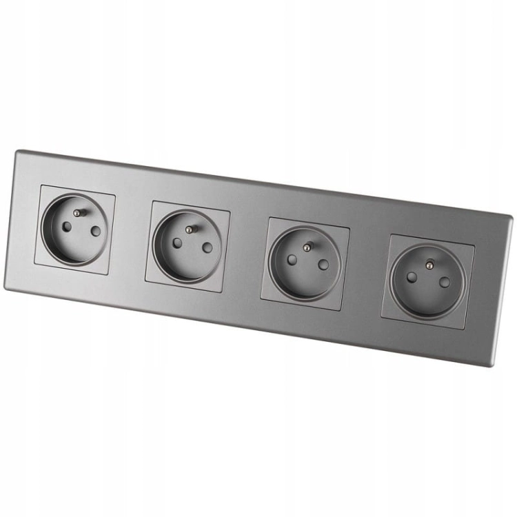 Viervoudig Stopcontact Grijs Met Aardpen Set PVC Viervoudig Afdekraam 4 X Enkel Stopcontact MIUUN