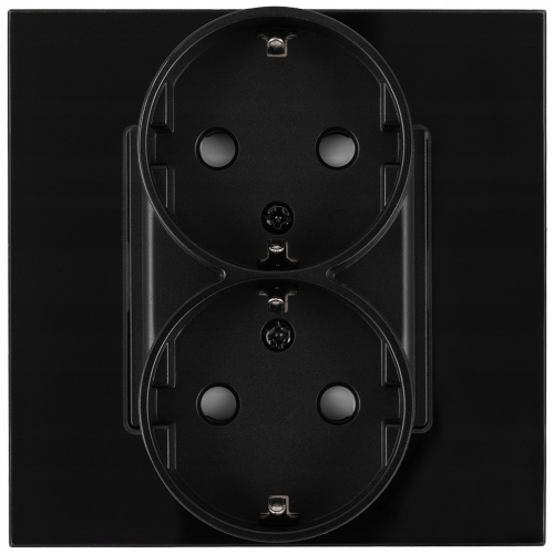 Dubbel Stopcontact Zwart Schuko Set Met Glazen Afdekraam MIUUN