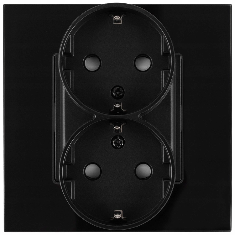 Dubbel Stopcontact Zwart Schuko Set Met Glazen Afdekraam MIUUN
