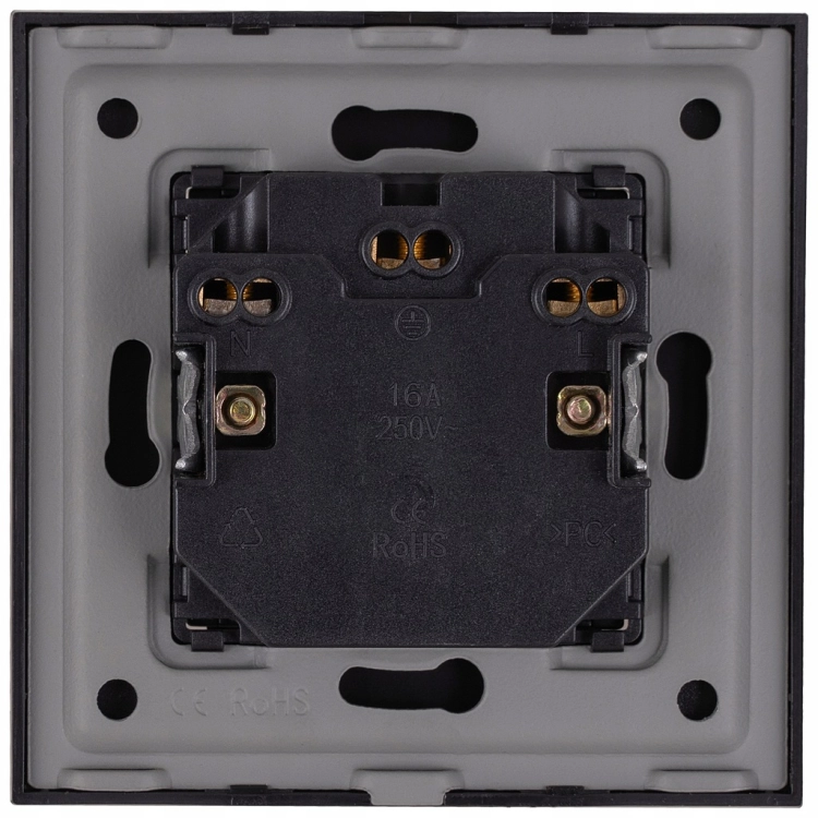 Dubbel Stopcontact Zwart Schuko Set Met Glazen Afdekraam MIUUN