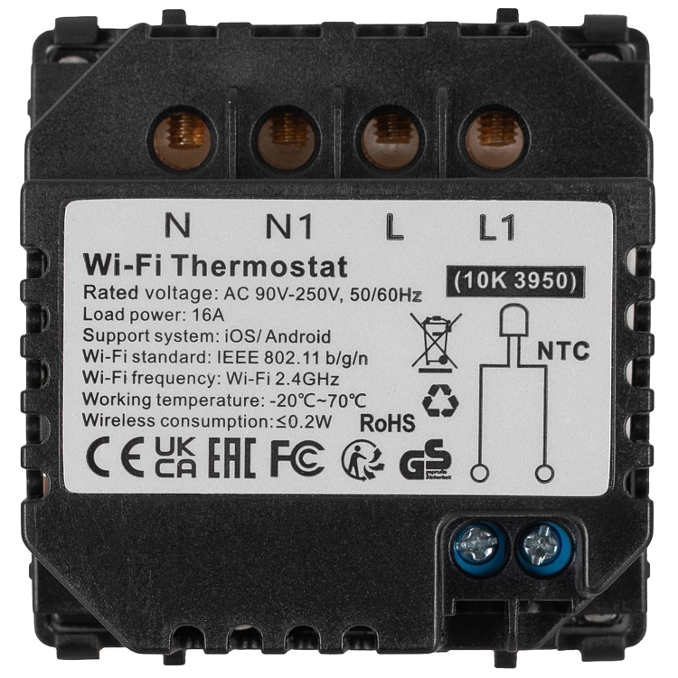 Module Thermostaat Voor Vloerverwarming 16A WiFi Wit Voor Afdekramen MIUUN