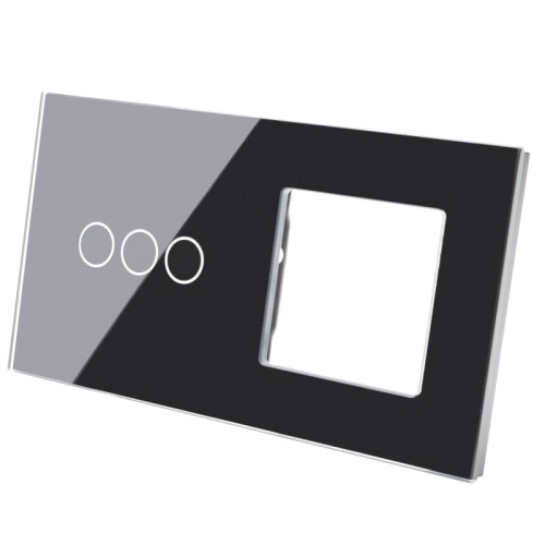 Afdekraam Touchpaneel Tweevoudig 3+S Glas Zwart