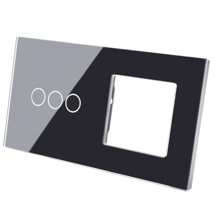 Afdekraam Touchpaneel Tweevoudig 3+S Glas Zwart