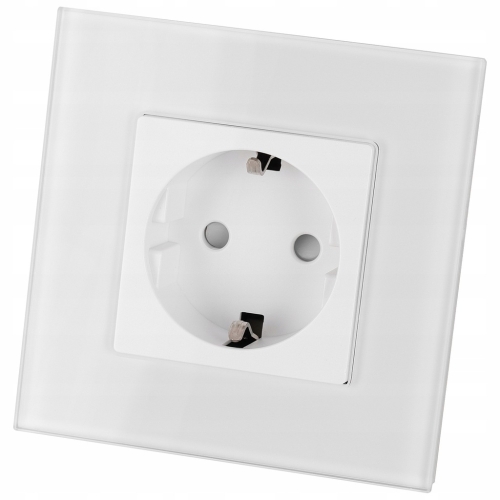 Stopcontact Wit Schuko Met Randaarde Set Met Glazen Afdekraam MIUUN