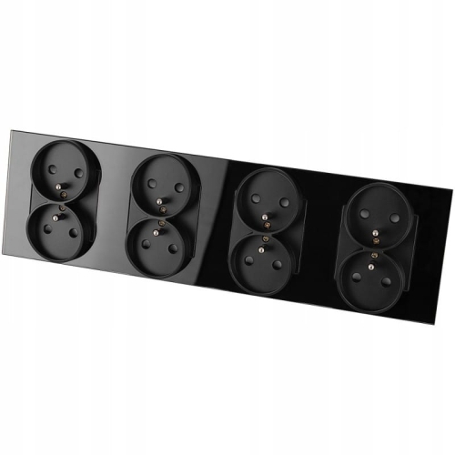 Viervoudig Glazen Stopcontact Zwart Set Viervoudig Afdekraam 4 X Dubbel Stopcontact MIUUN