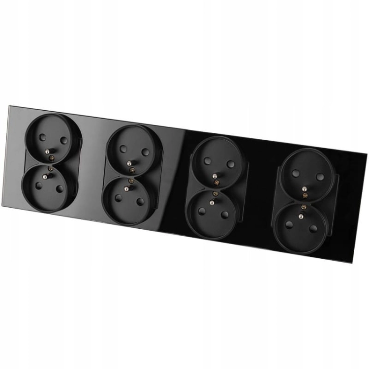 Viervoudig Glazen Stopcontact Zwart Set Viervoudig Afdekraam 4 X Dubbel Stopcontact MIUUN